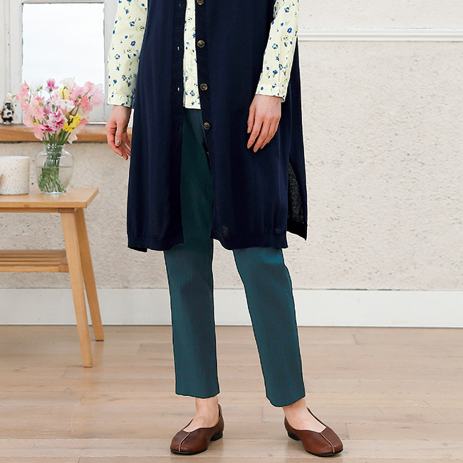 コットン混リップル加工･テーパードパンツ