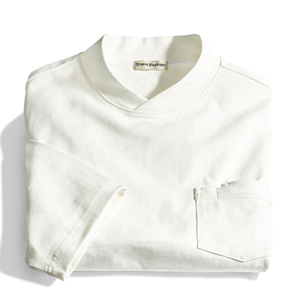 厚手コットン地の七分袖Tシャツ