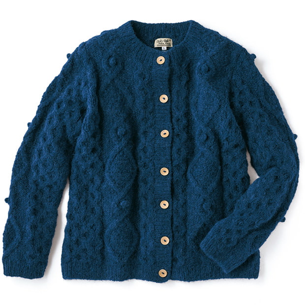 アルパカ混ケーブルカーディガン