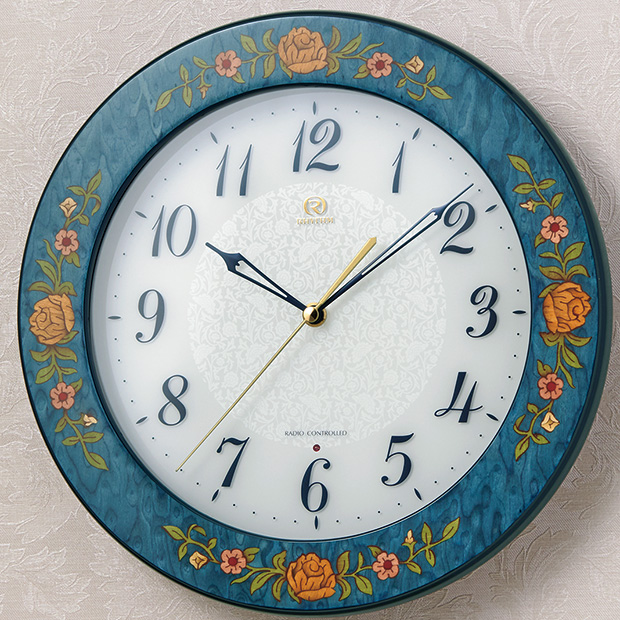 イタリア象嵌の電波式掛時計