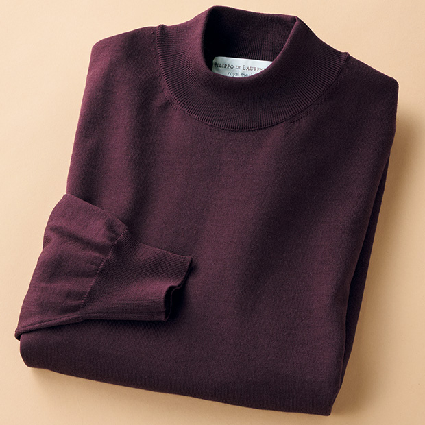 16ゲージ･メリノウールモックネックセーター