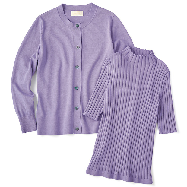 洗えるコットンカシミヤアンサンブル