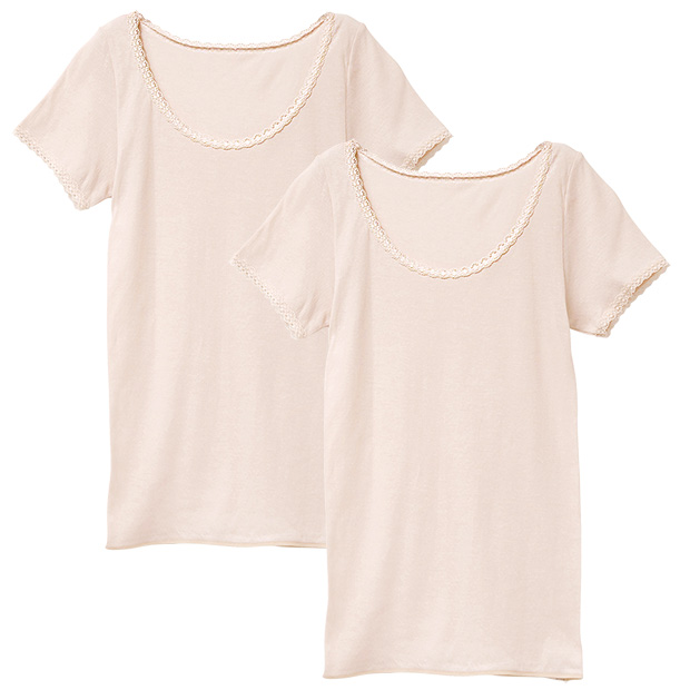 スーピマ綿ガーゼ三分袖シャツ／2枚組