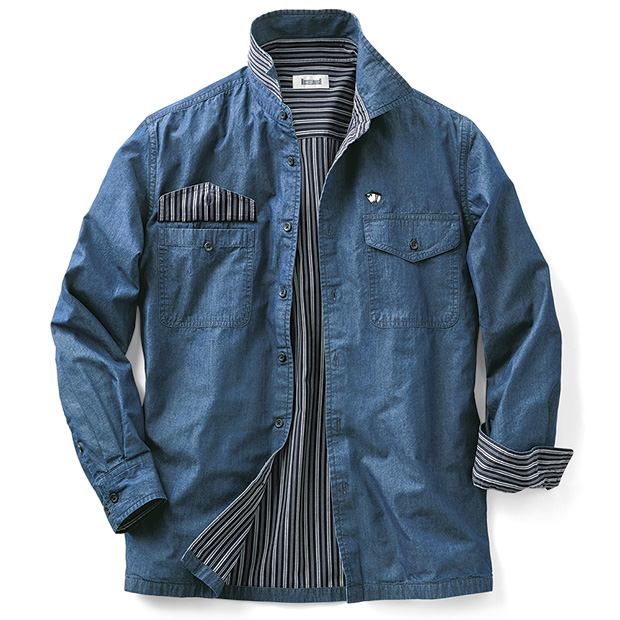 高密度ダンガリー二重仕立てシャツ