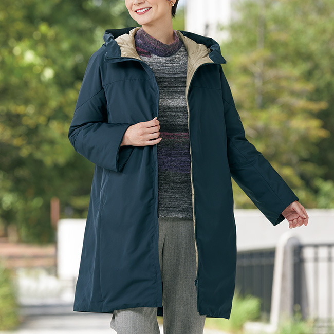 絣糸使いパッチワーク風ハイネックセーター