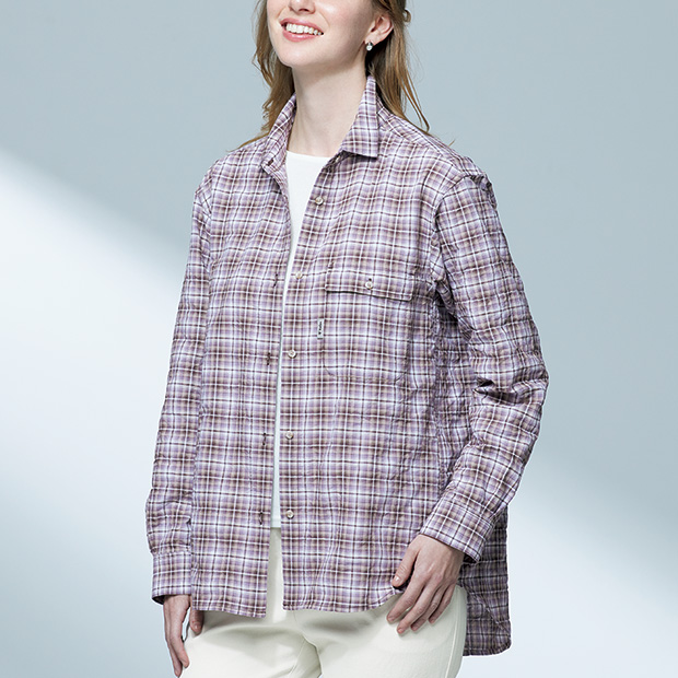 遮熱素材のチェックシャツ