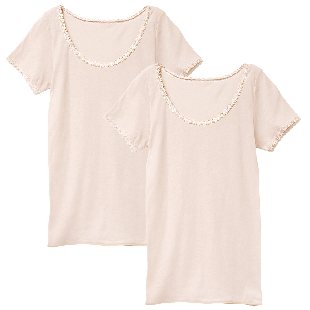 スーピマ綿ガーゼ三分袖シャツ/2枚組