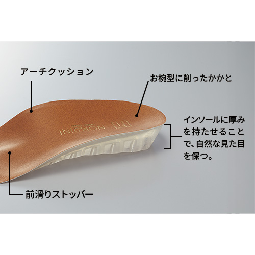 ヒールアップ･牛革×メッシュコンビスニーカー
