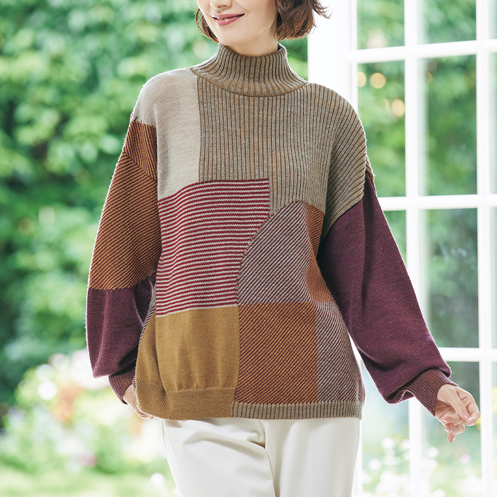 ハイネックデザインプルオーバー