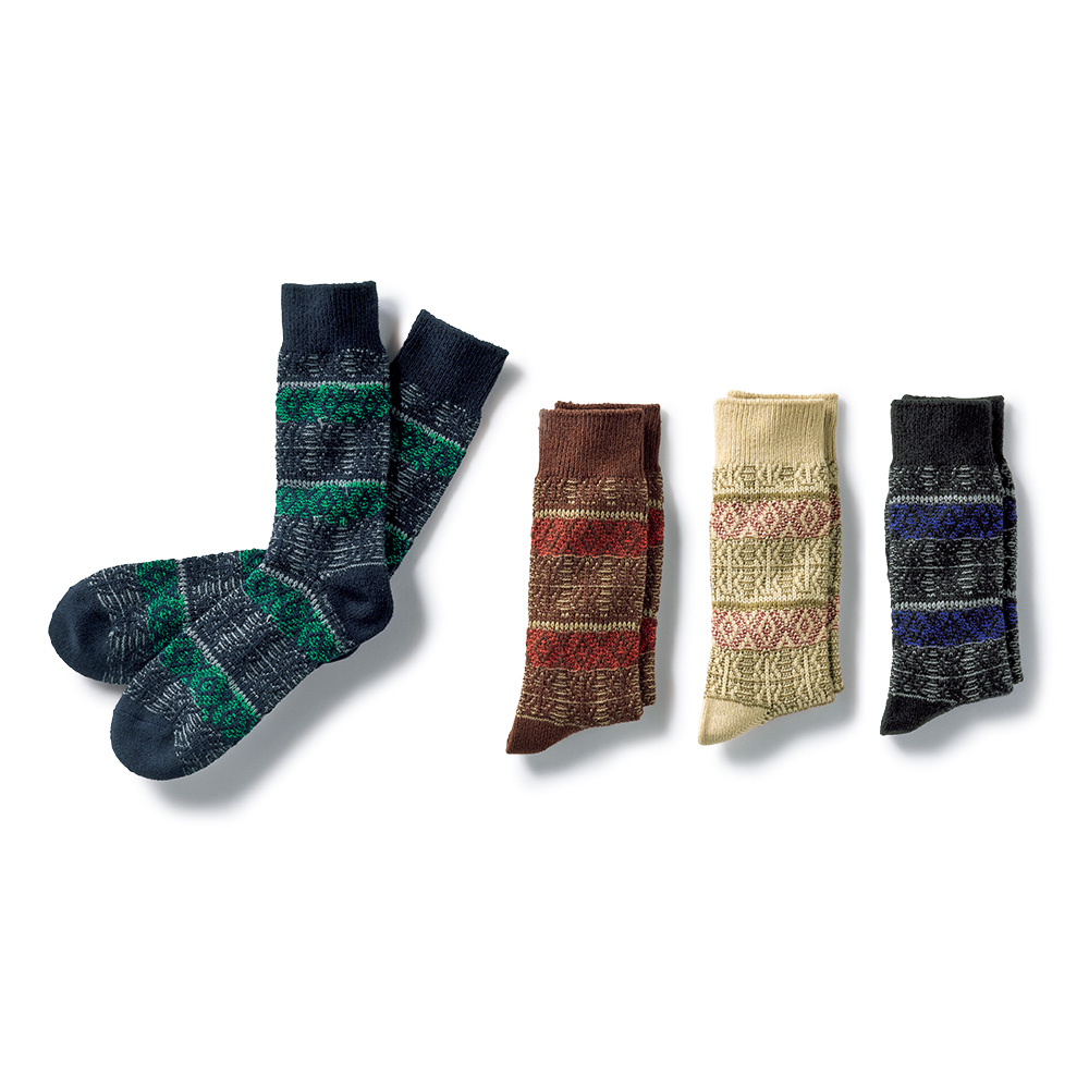 フェアアイル柄･カジュアルソックス／4色セット