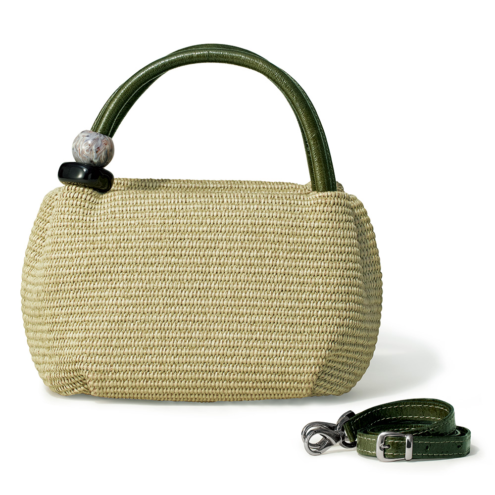 ラフィア調エナメルハンドバッグ