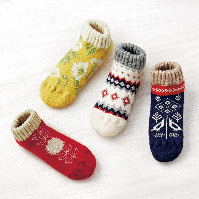 ぽかぽかルームカバーソックス／4柄セット