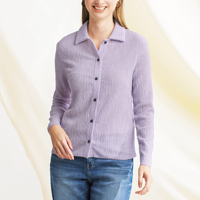 リンクルブークレジャージーシャツブラウス