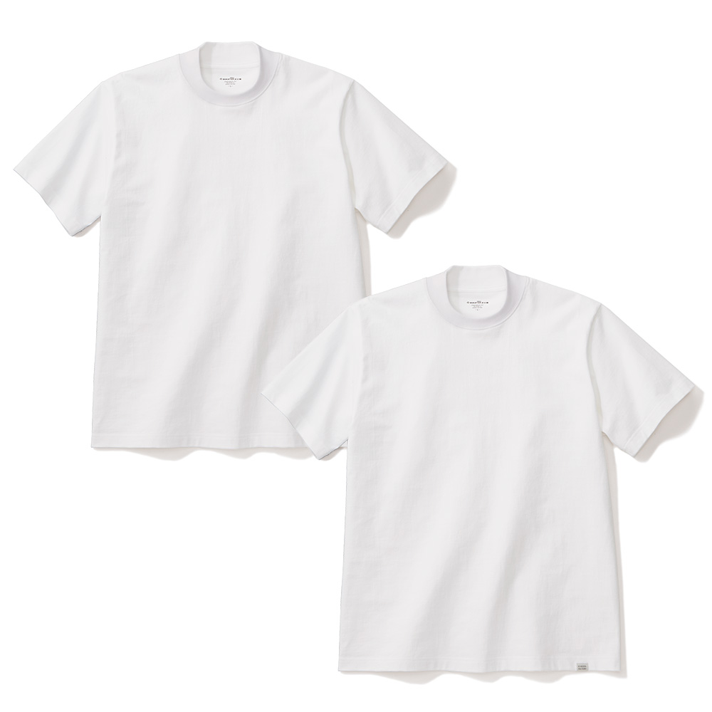 バックハイネックTシャツ／同色2枚組