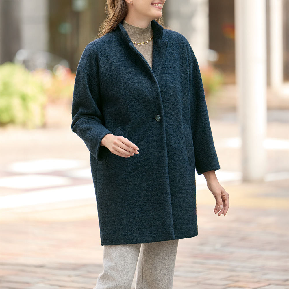 ウール混スライバーニットコート