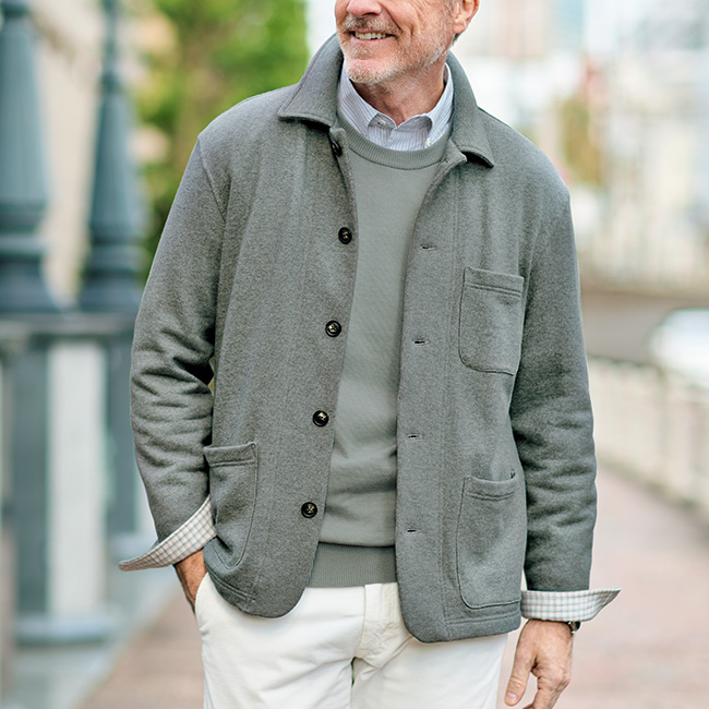 コットンシルクのクルーネックセーター