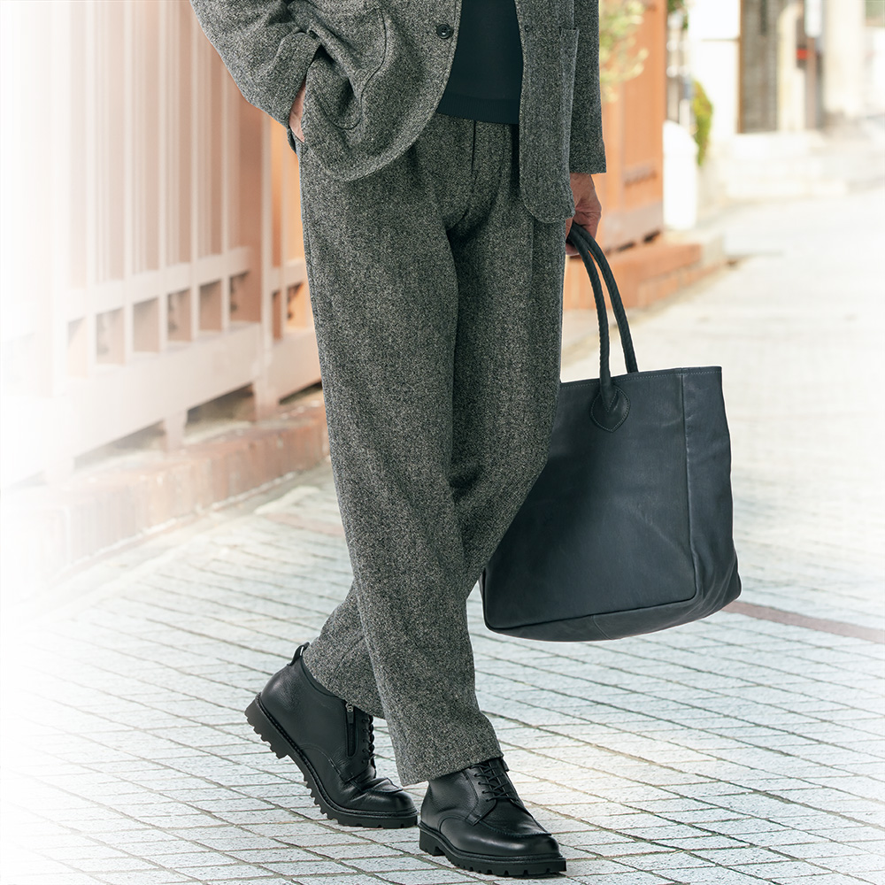 ウール混ツイードリラックスパンツ