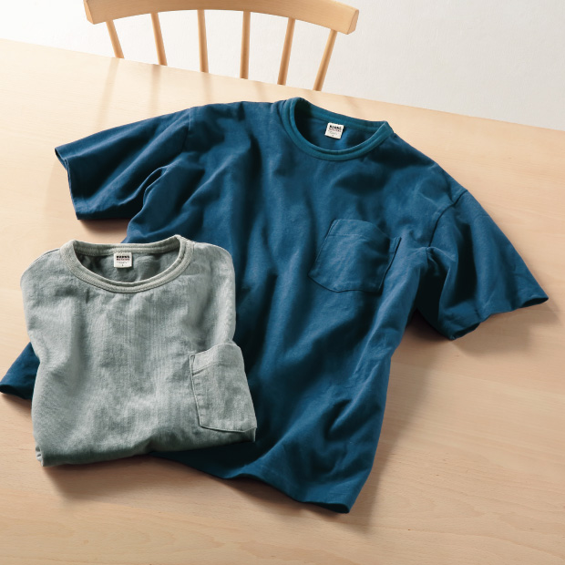 綿麻･タフネックTシャツ／当社限定モデル