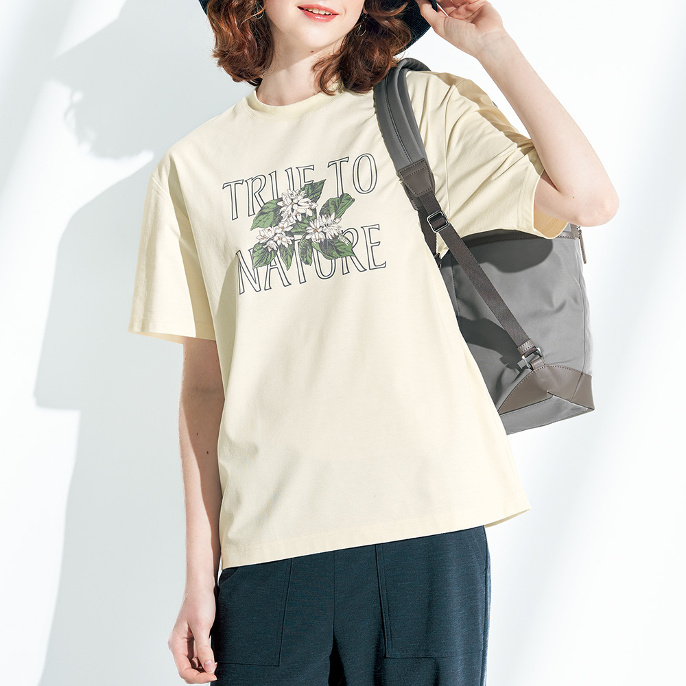 吸汗速乾･フラワープリントTシャツ／2色セット