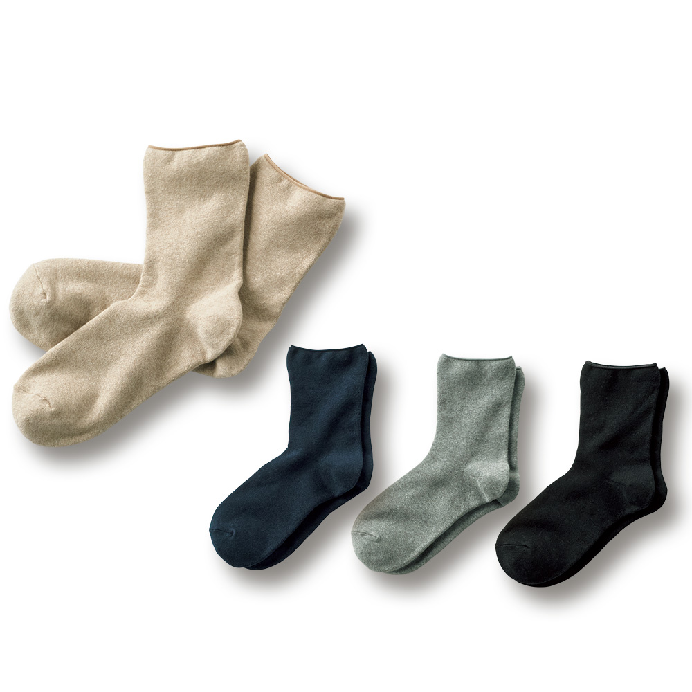 脱ぎ履き楽々パイルソックス/4色セット
