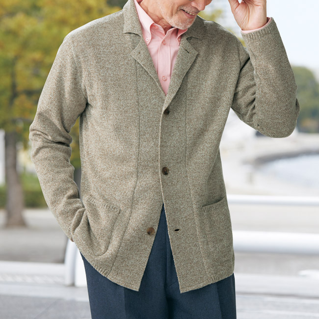 洗えるウール･撚り杢カーディガン