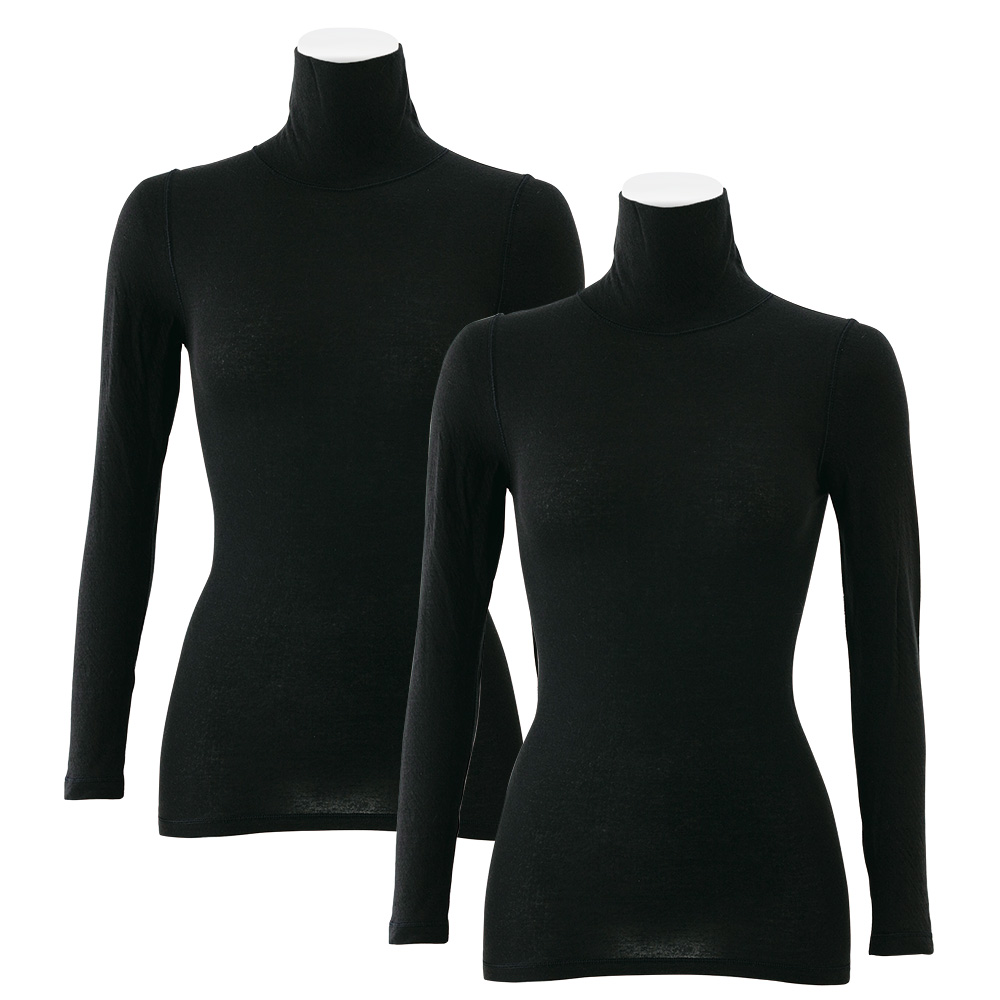 綿100％エアリーガーゼ ハイネック長袖インナー／2枚セット