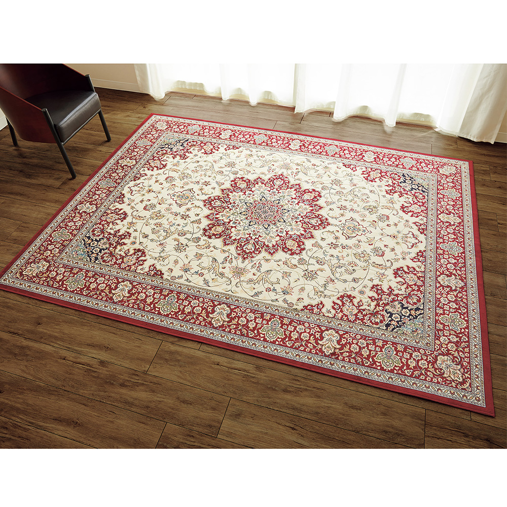 ブラウン×ピンク ベルギー製 モケット織りカーペット 195X195cm レッド R148762RE | belalsite.com