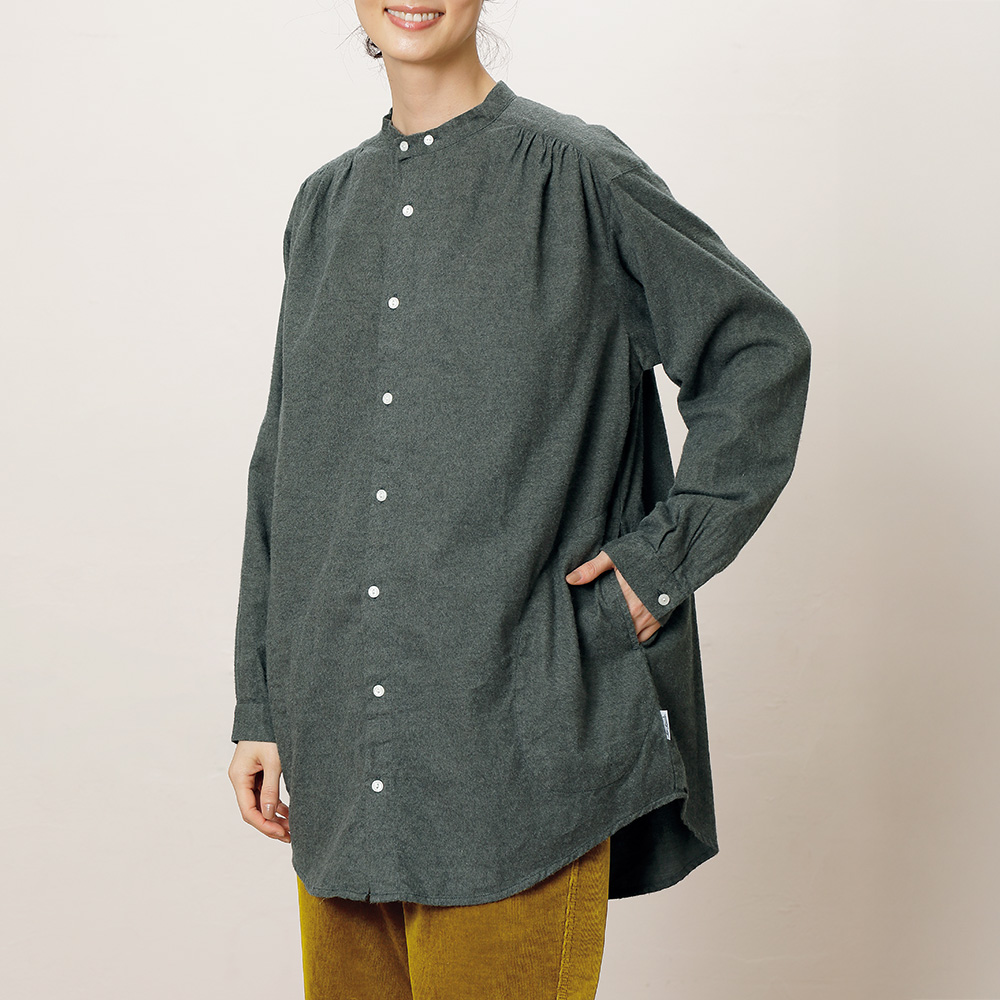 コットン起毛ロングシャツ