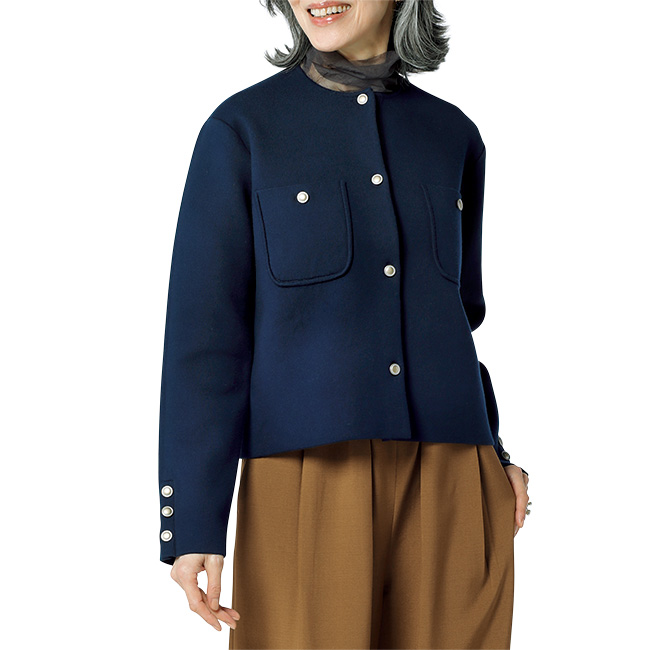 二重編みニットジャケット