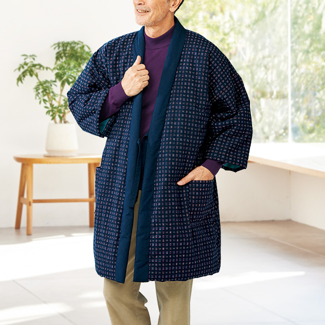 久留米織のあったか長半纏