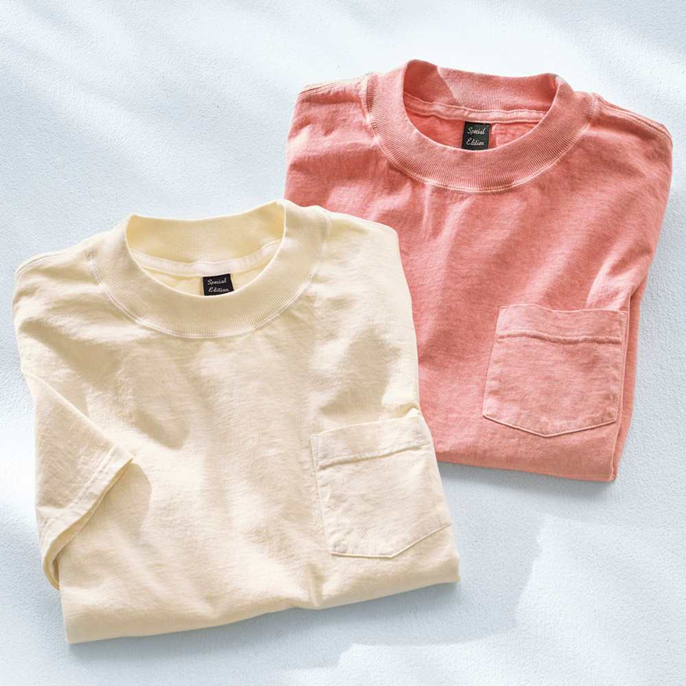 米綿ミッドネック半袖Tシャツ