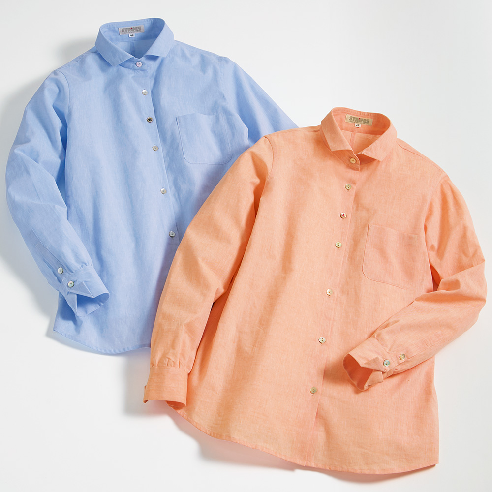 コットンリネンシャンブレーのシャツ