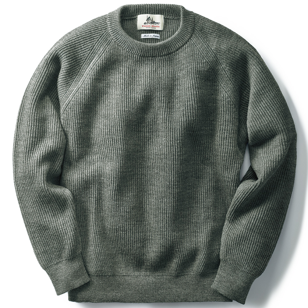 両畔編み･クルーネックセーター