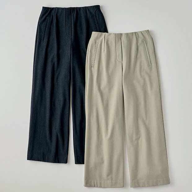 深起毛･幅広ストレートパンツ