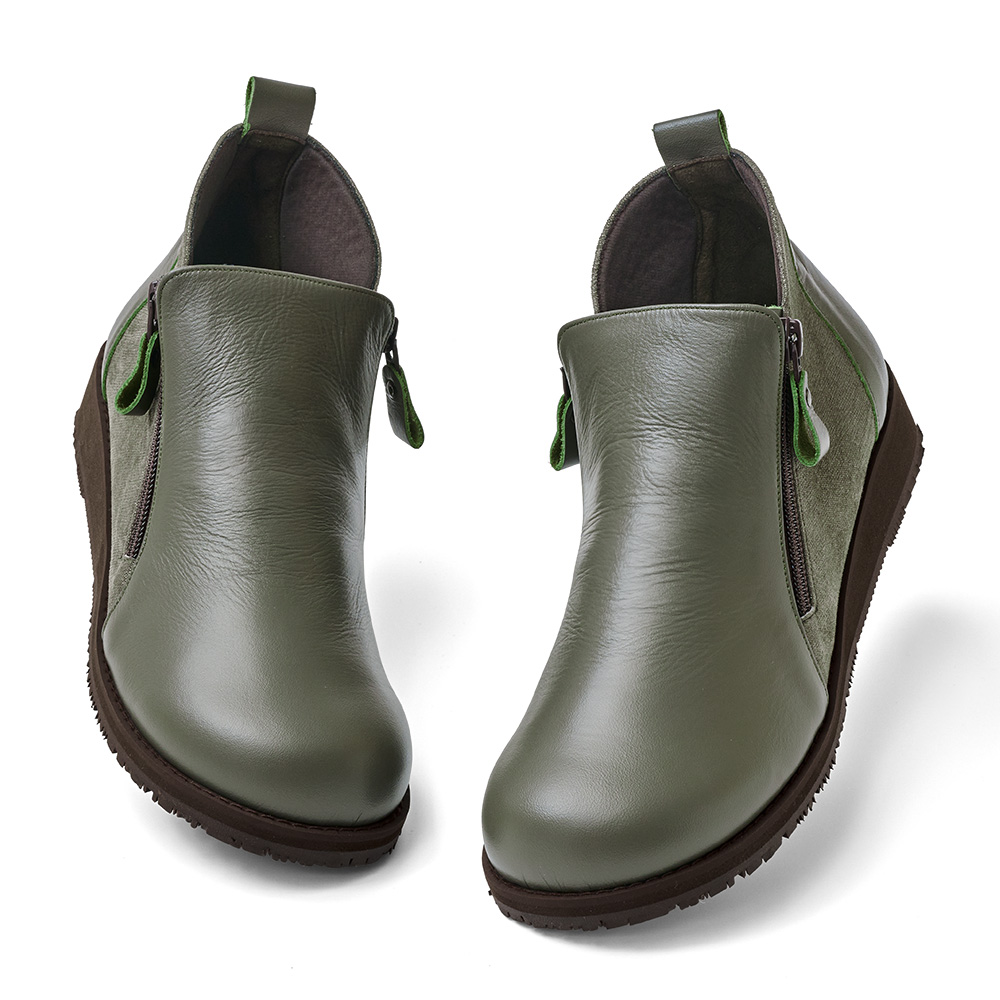 異素材使い両サイドファスナーブーツ