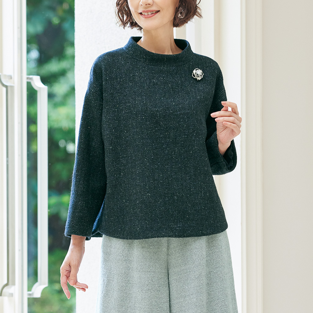 ウール混ハイネックプルオーバー