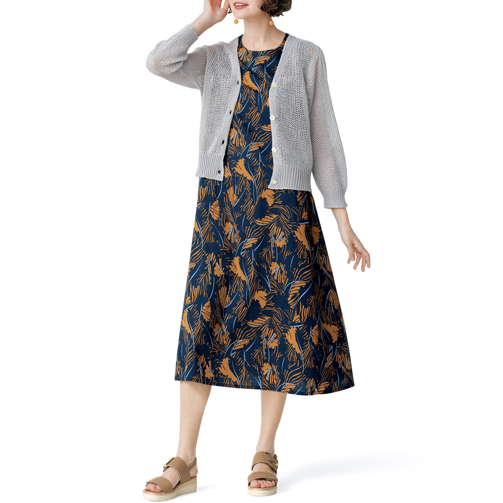 ボタニカルプリントワンピース