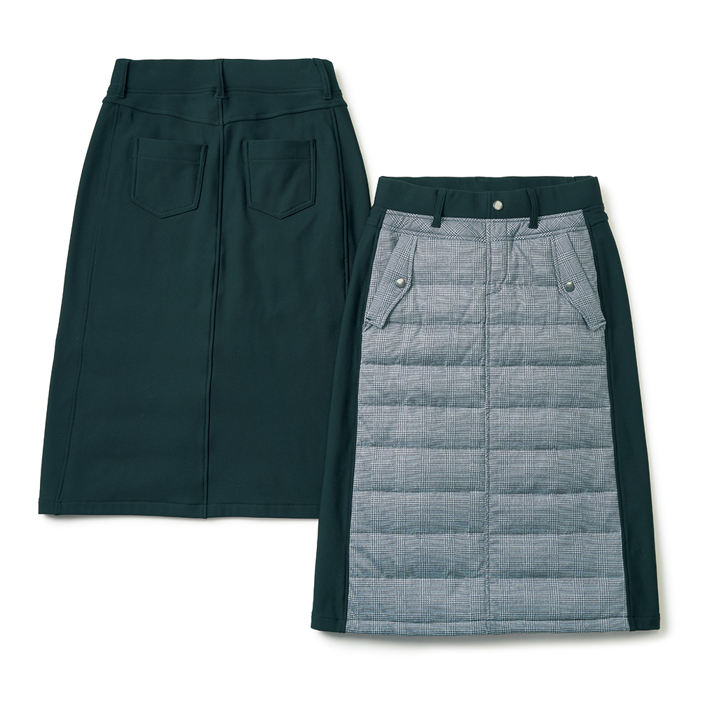 ダウン入りプリント使い裏起毛スカート