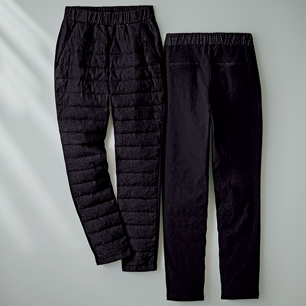 デニム調ダウンパンツ