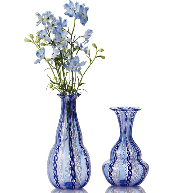 ムラーノガラスのザンフィリコ花瓶／ブルー