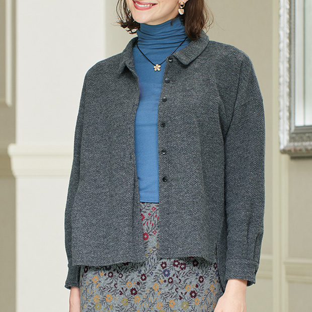 ウール混鹿の子ブラウス