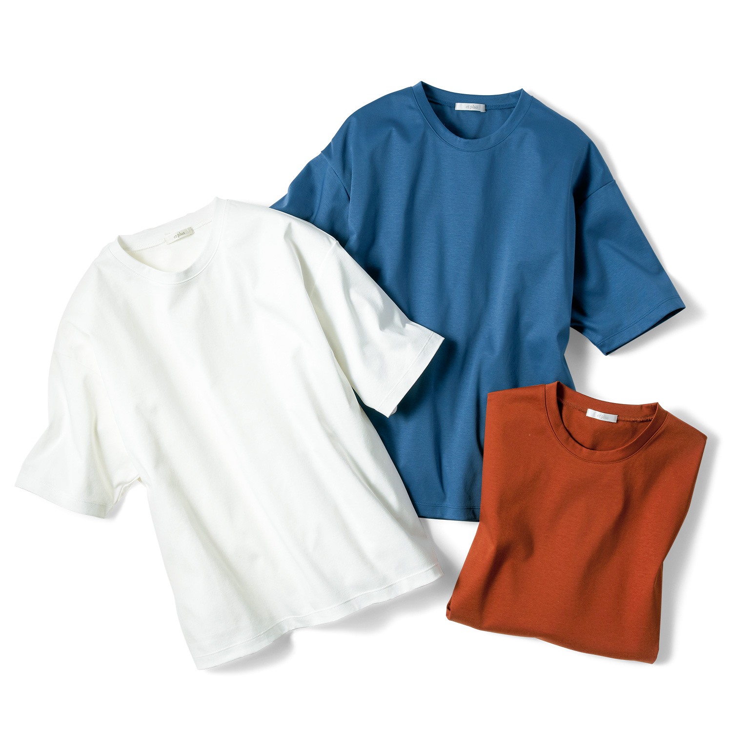 スムースコットン･ドロップショルダーTシャツ