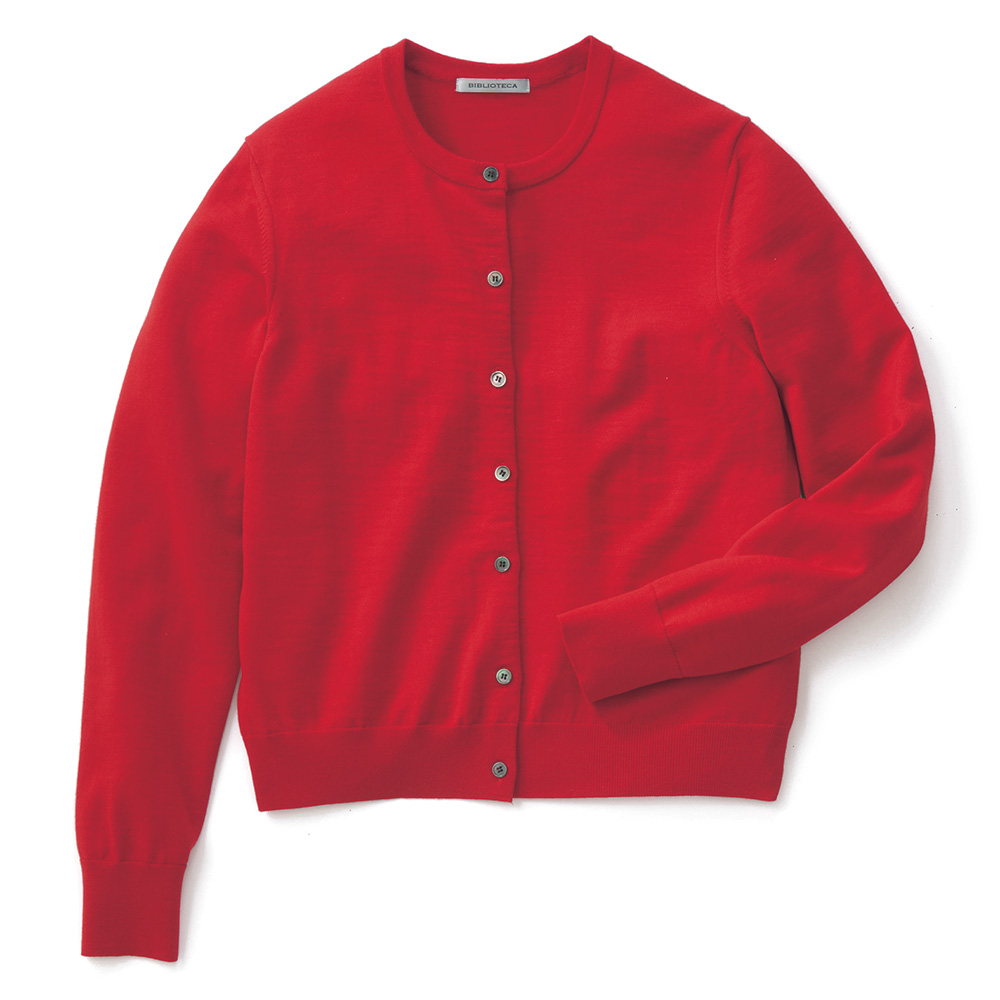 洗えるウール・クルーネックカーディガン