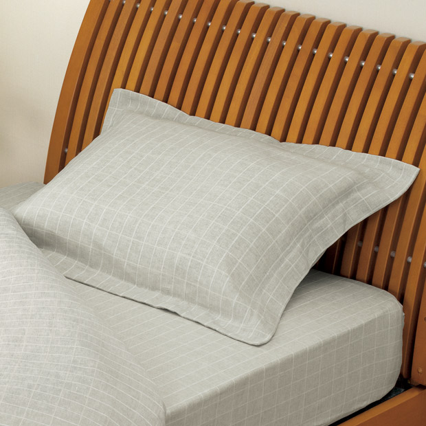 格子柄リネンピローケース／2枚組