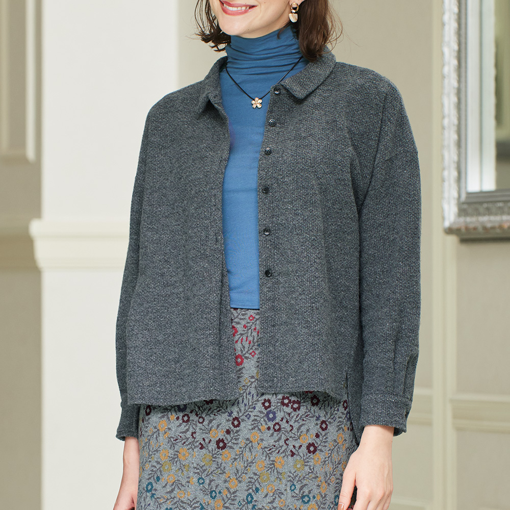 ウール混鹿の子ブラウス