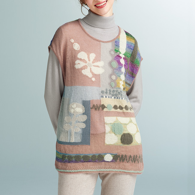 モヘヤ混ジャカードベスト