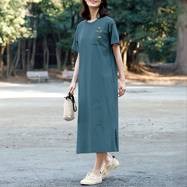 ショートスリーブFDフラワーロゴワンピースクルー