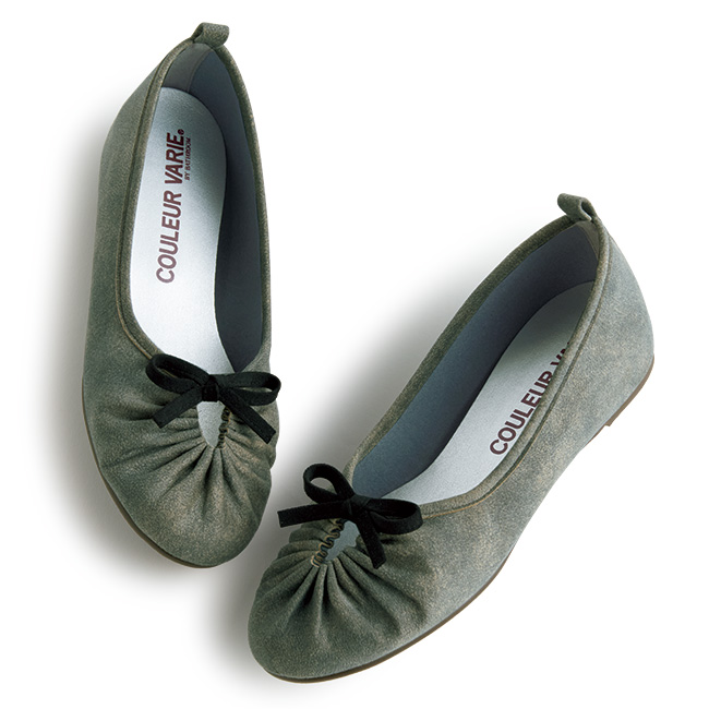 ギャザーデザインバレエシューズ