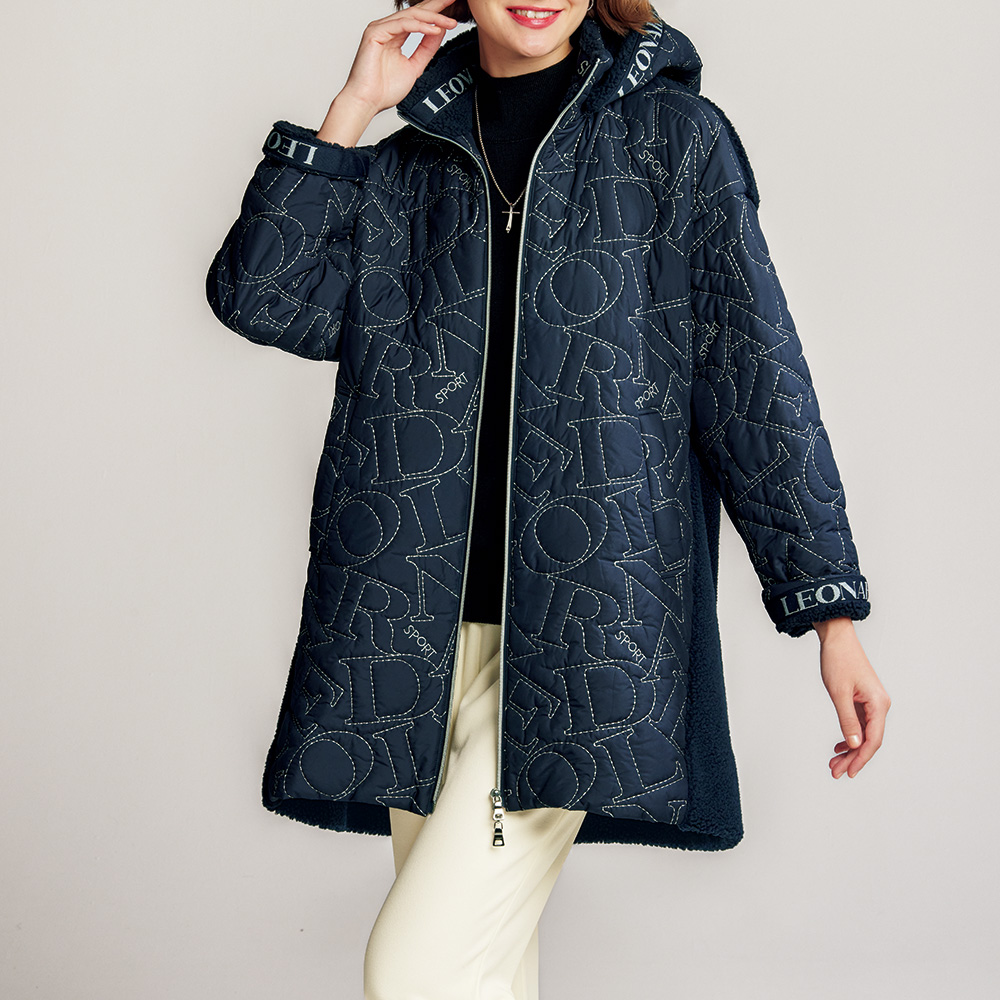 ボア使いロゴキルトデザインコート/当社限定カラー