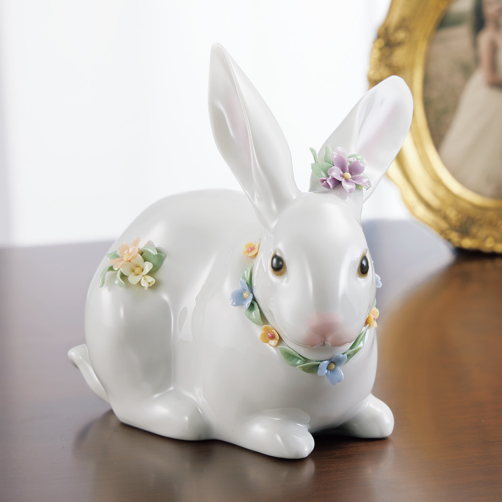 LLADRO リヤドロ 花飾りの白うさぎ 全てのアイテム - 工芸品